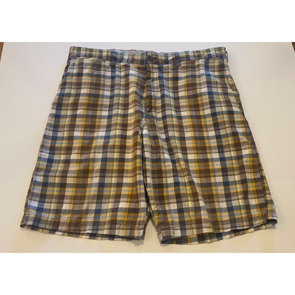 Banana Republic Golf Casual Shorts Plaid Flat Front Bermuda Chino, Men's 38